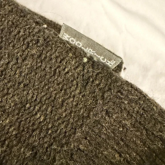 Woolrich 100% Lambs Wool Green Stripe Fringe Collar Button Up Vest - XXL - Picture 8 of 8